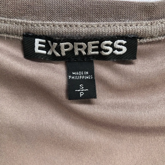 Express - Taupe 3/4 Sleeve Bodycon Mini Party Dress w/Sequins Size SP - Picture 6 of 8